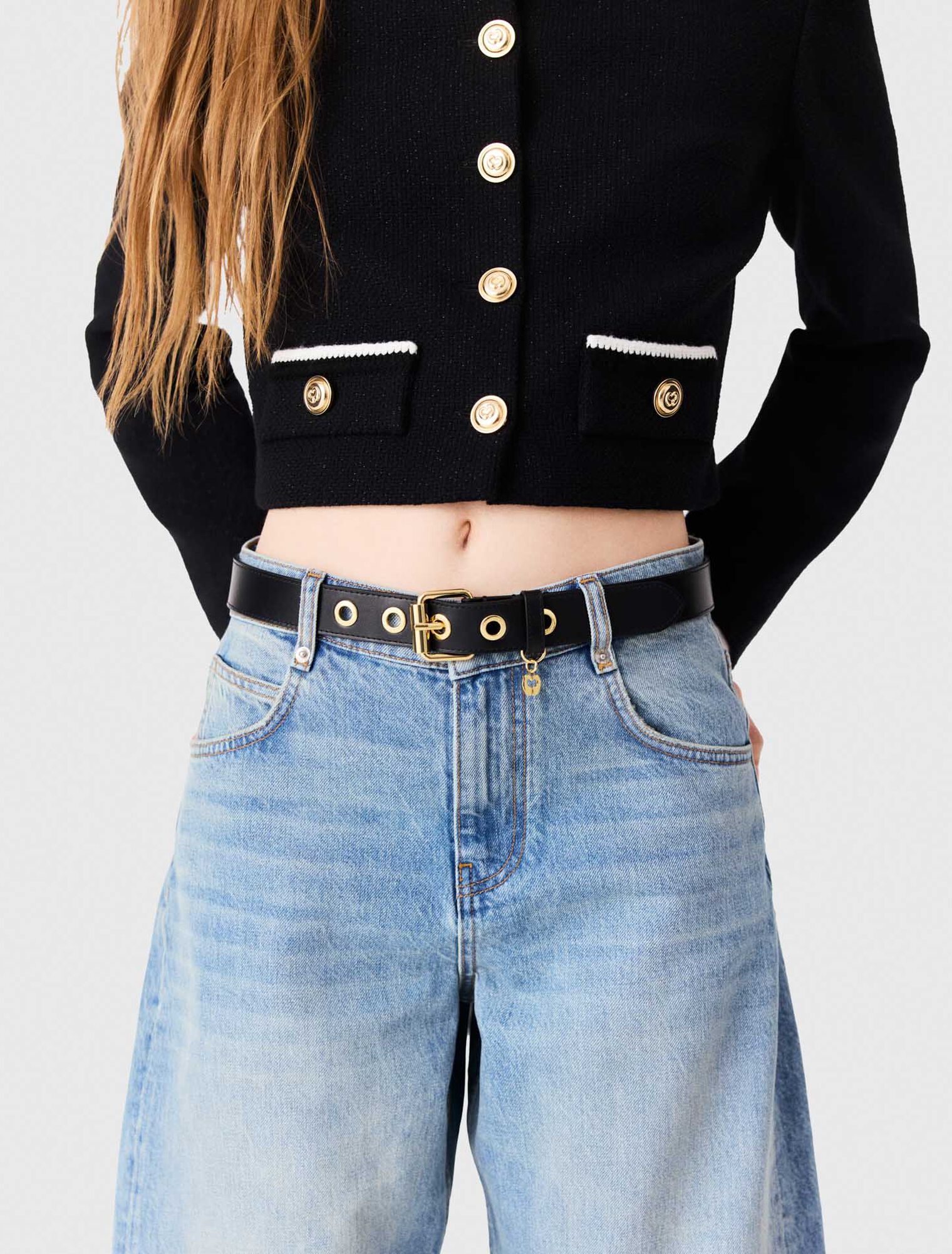 Leather belt with eyelets