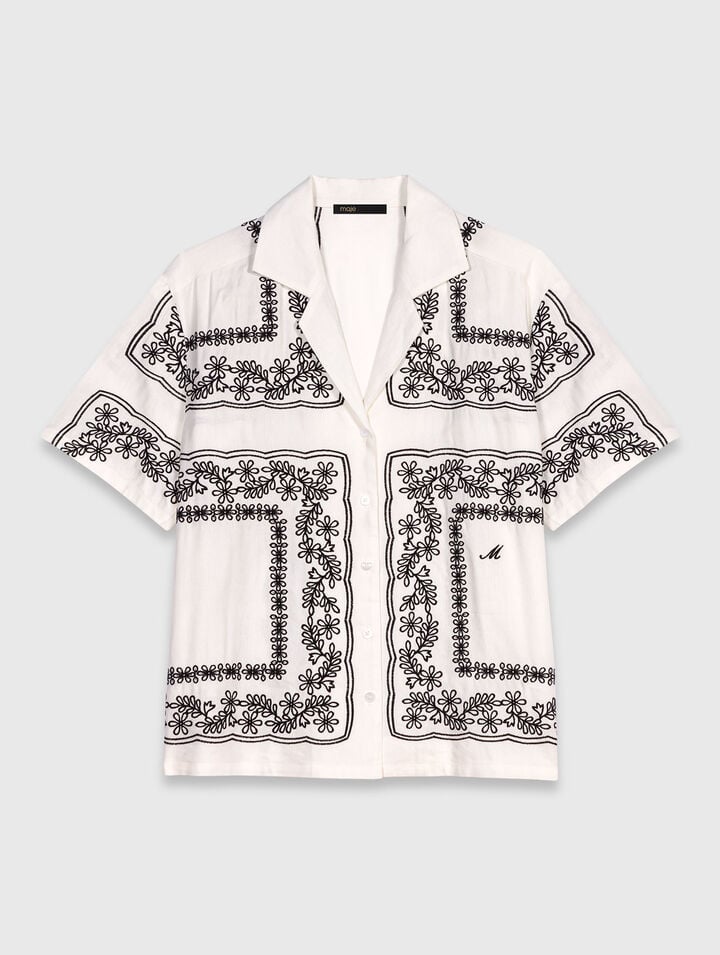 Short-sleeved embroidered shirt