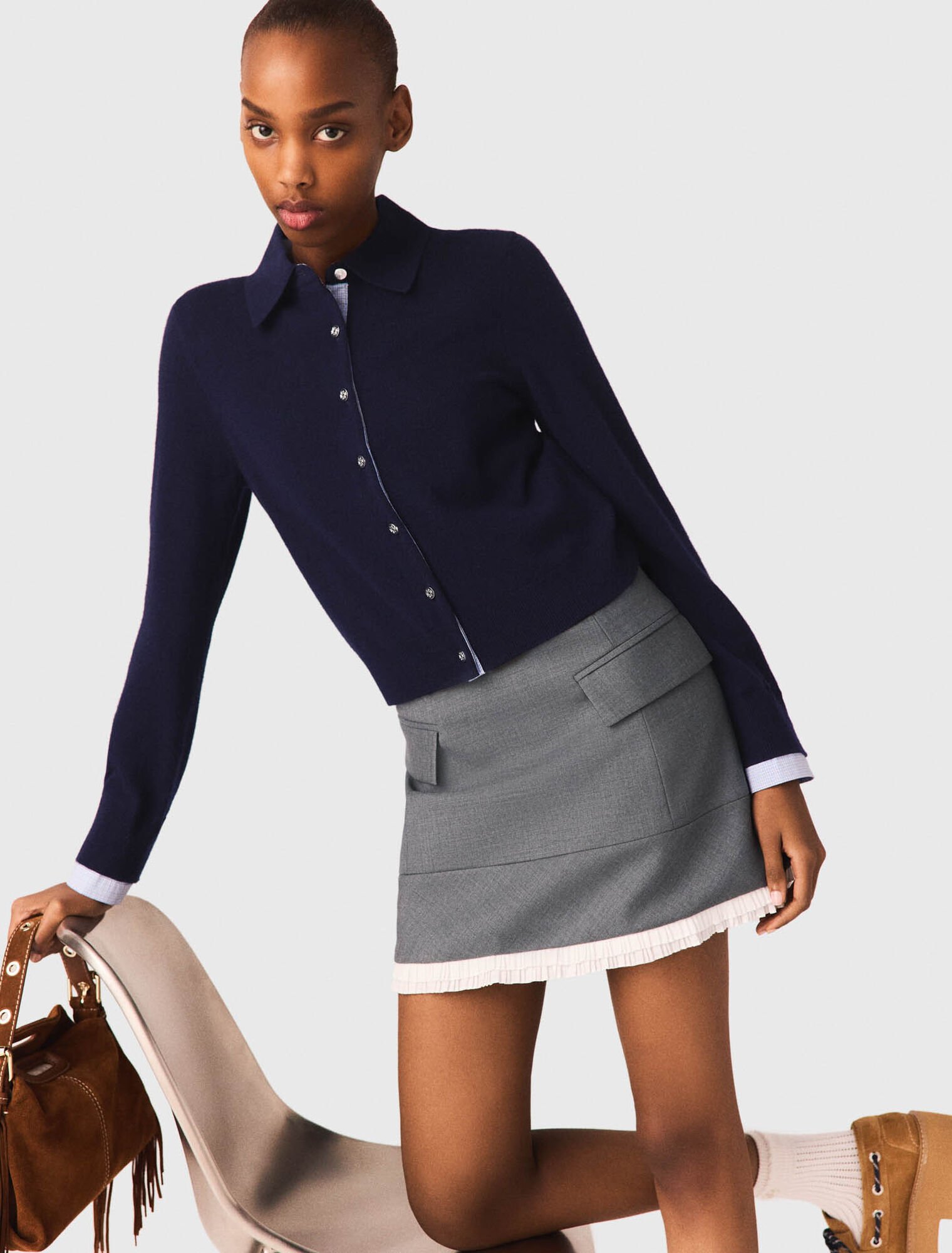 A-line poplin skirt with band