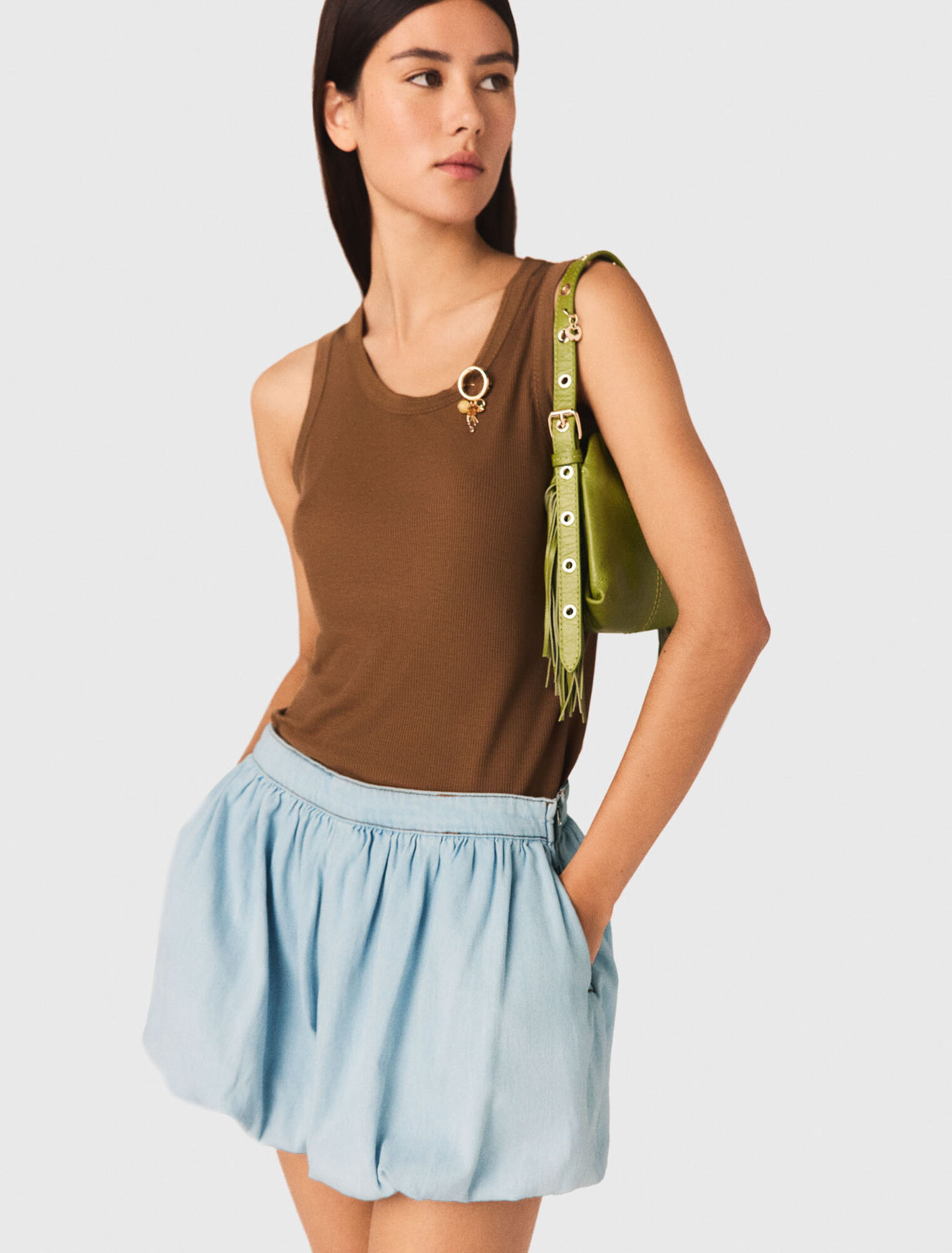 Chambray balloon skort