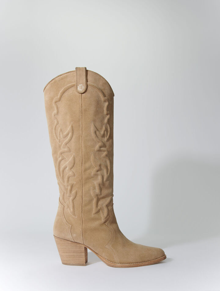 Embroidered leather cowboy boots