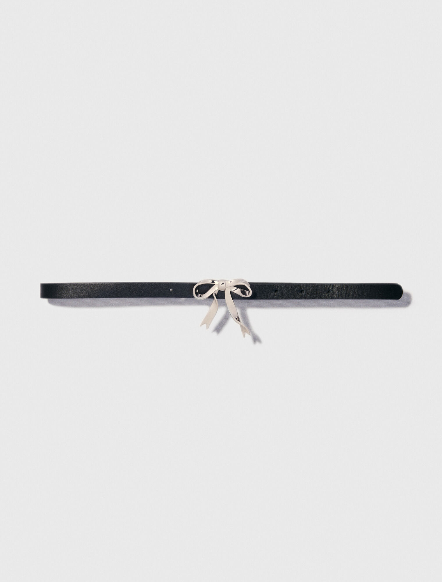 Slim leather bow belt