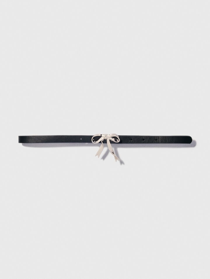 Slim leather bow belt