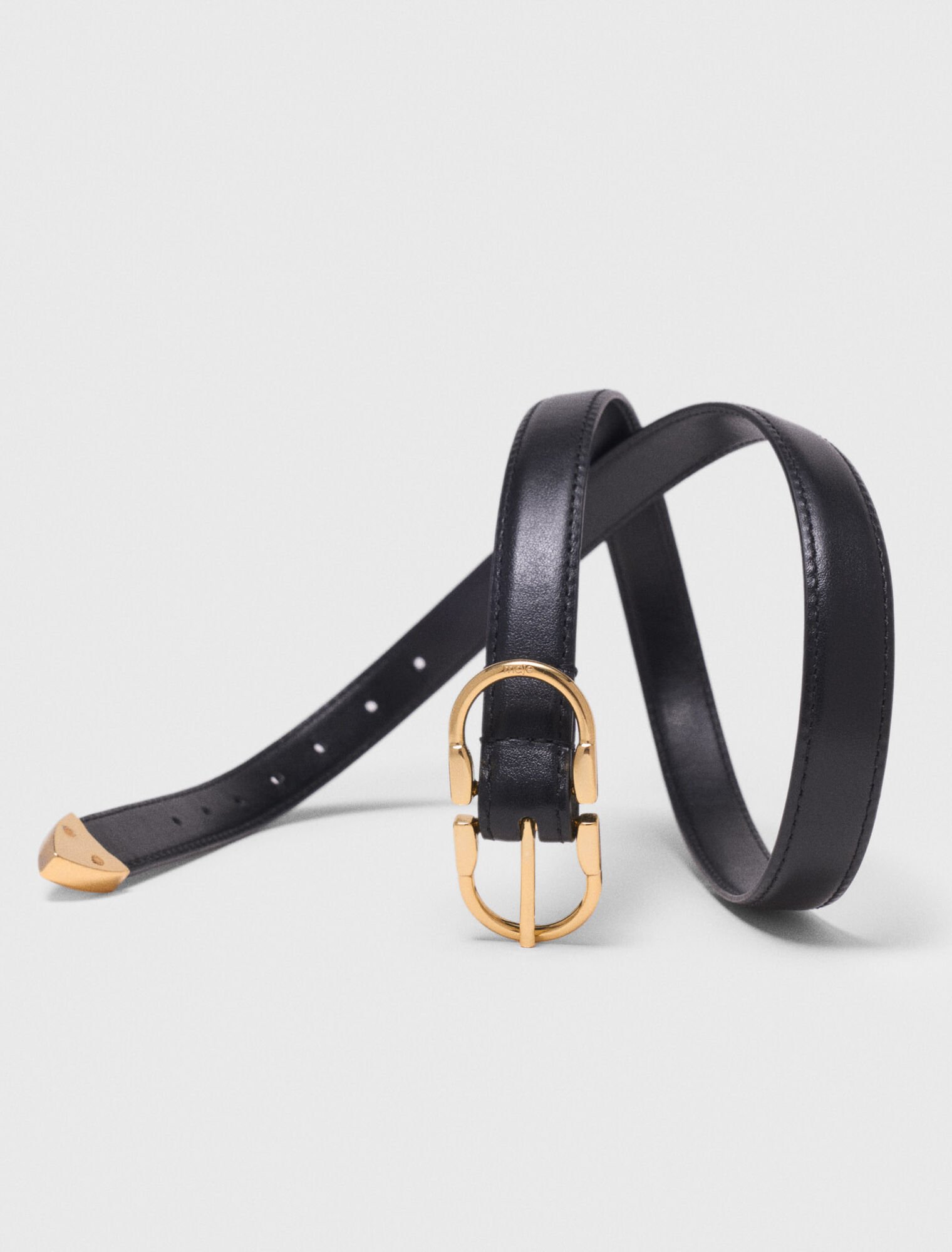 Double-buckle leather belt