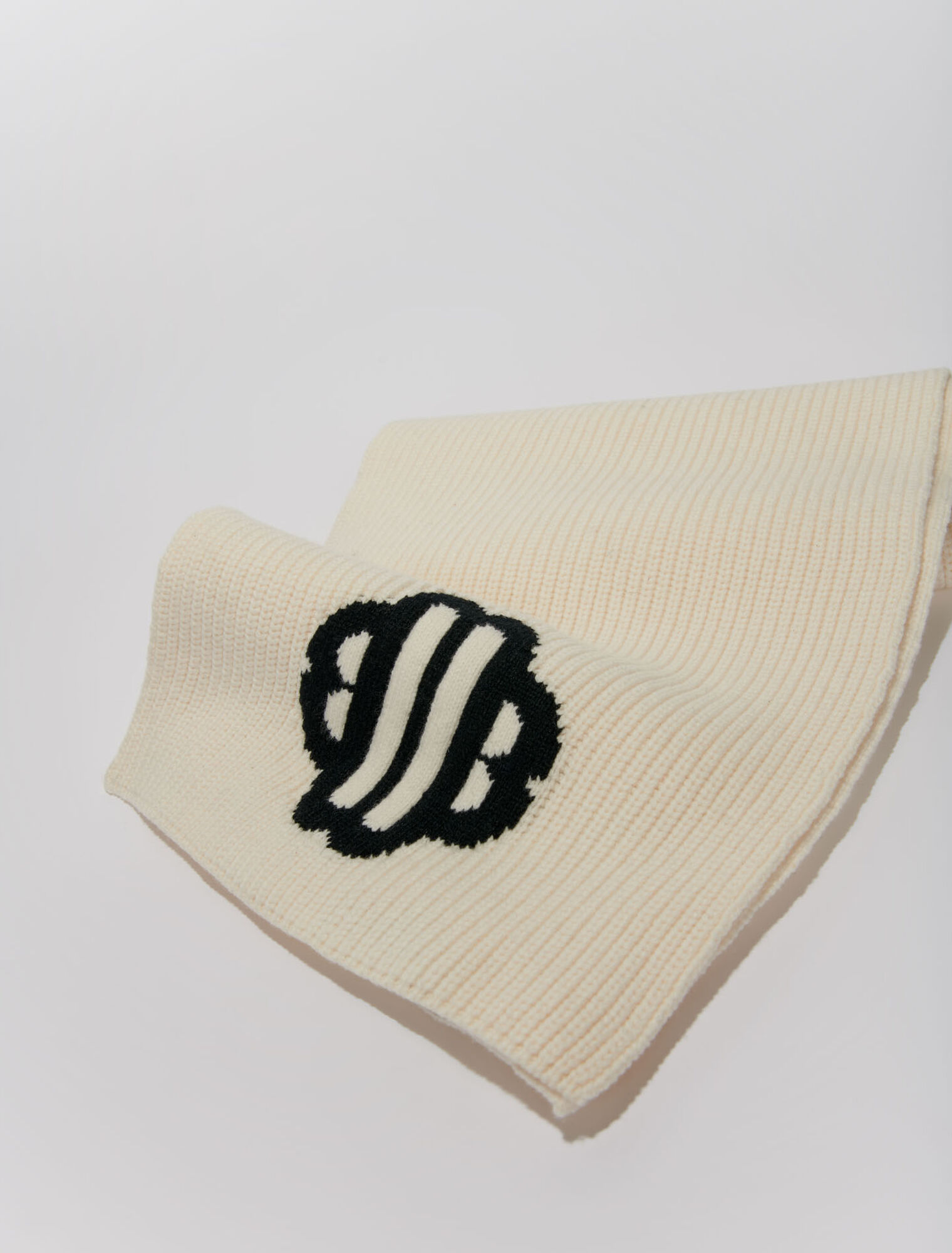 Rib-knit scarf in wool blend