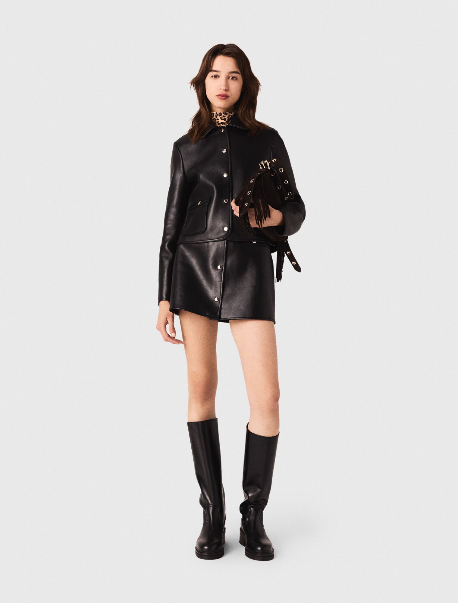 Cropped leather jacket