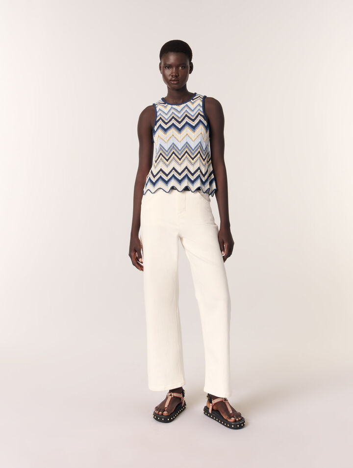 Crochet-knit top