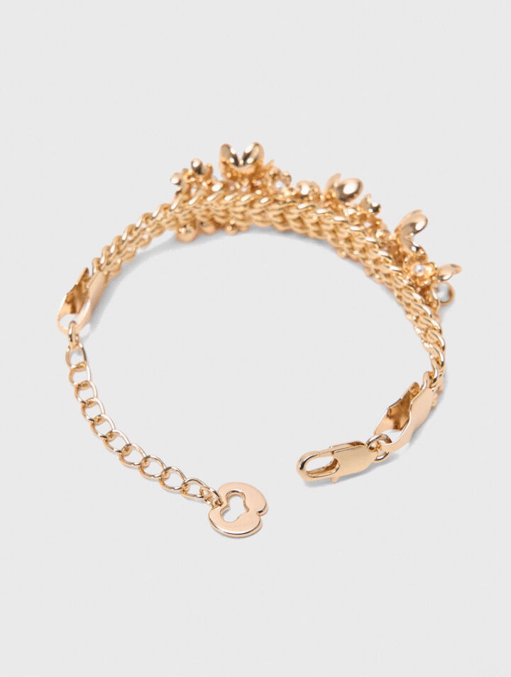 Asymmetric wide chain bracelet