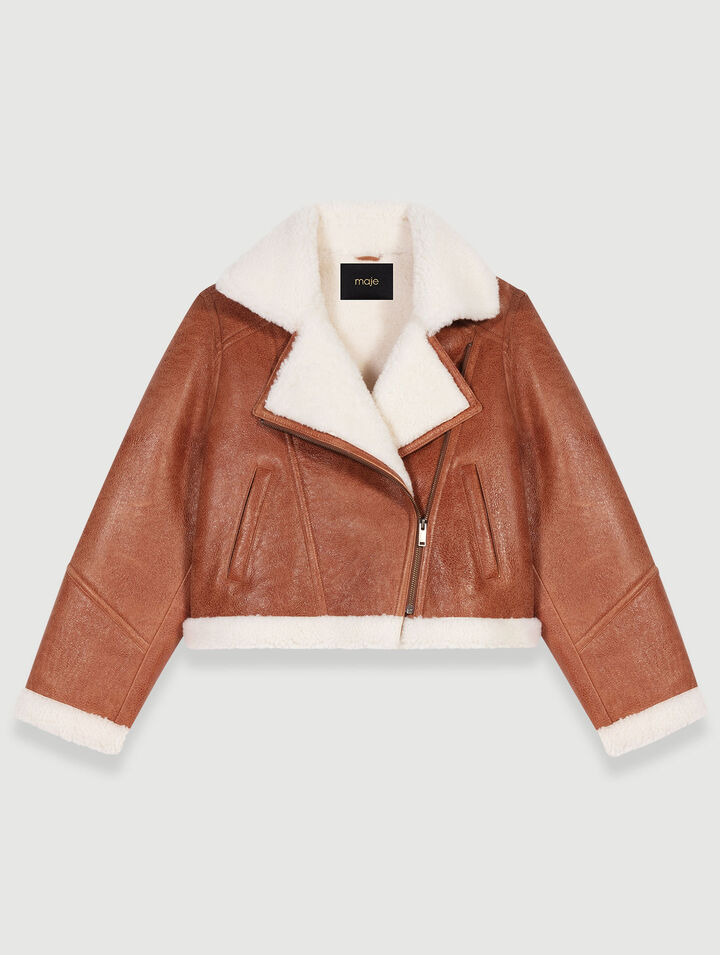 Short lambskin leather jacket