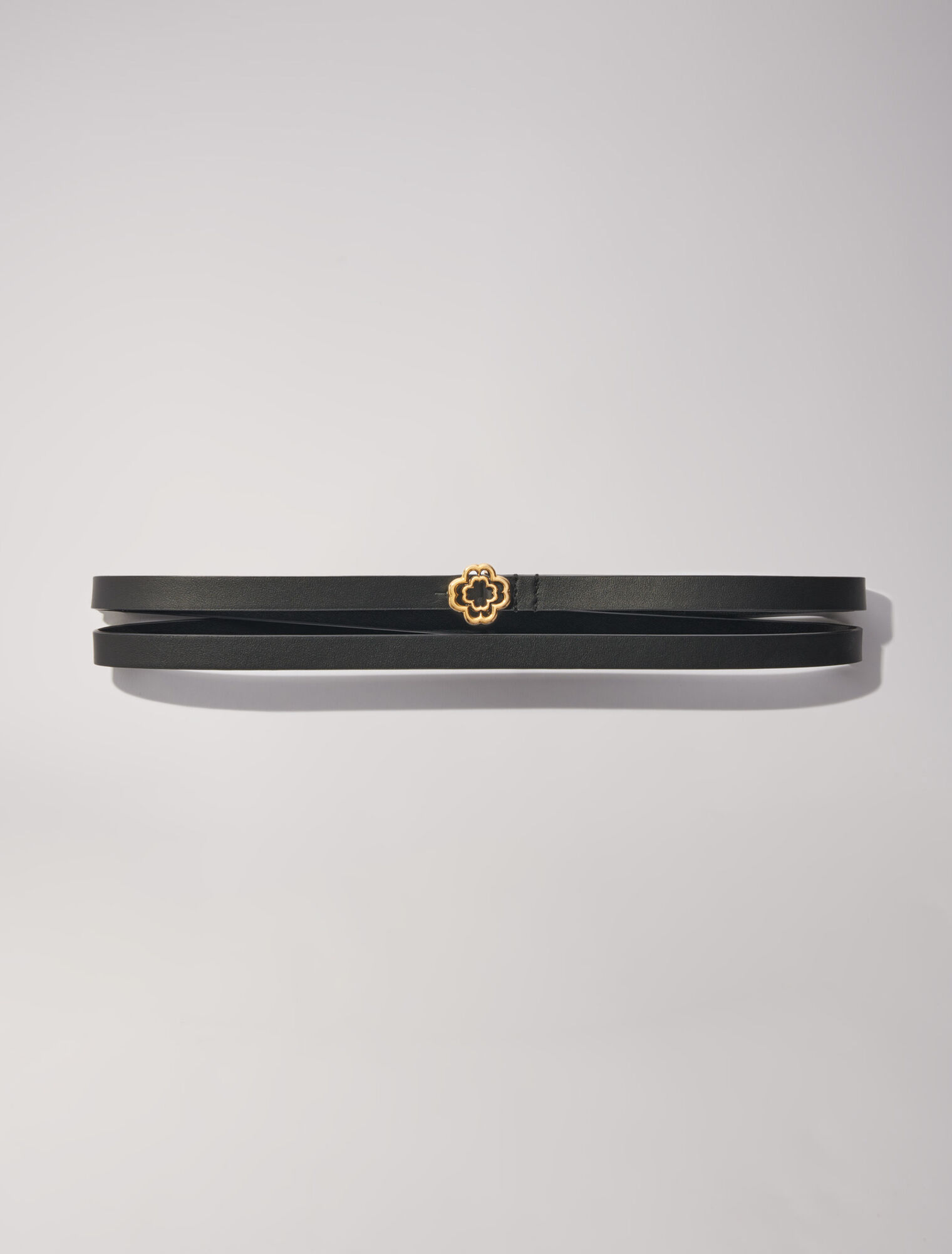 Slim double leather belt
