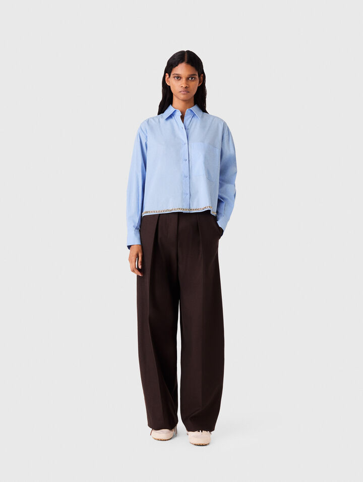 Cropped shirt with chain trim