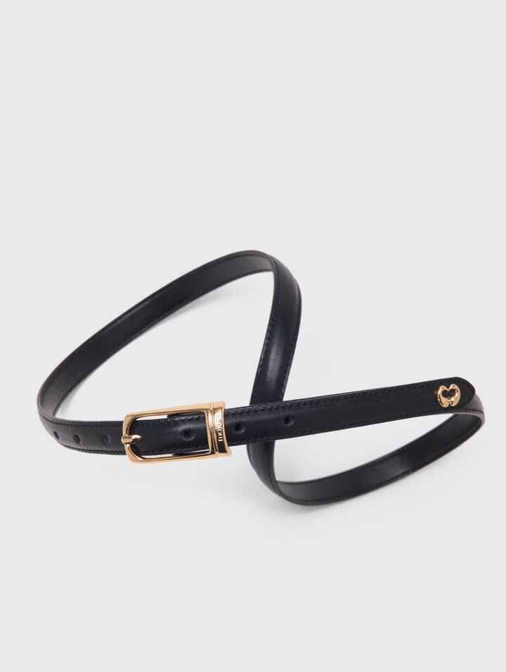 Slim leather belt