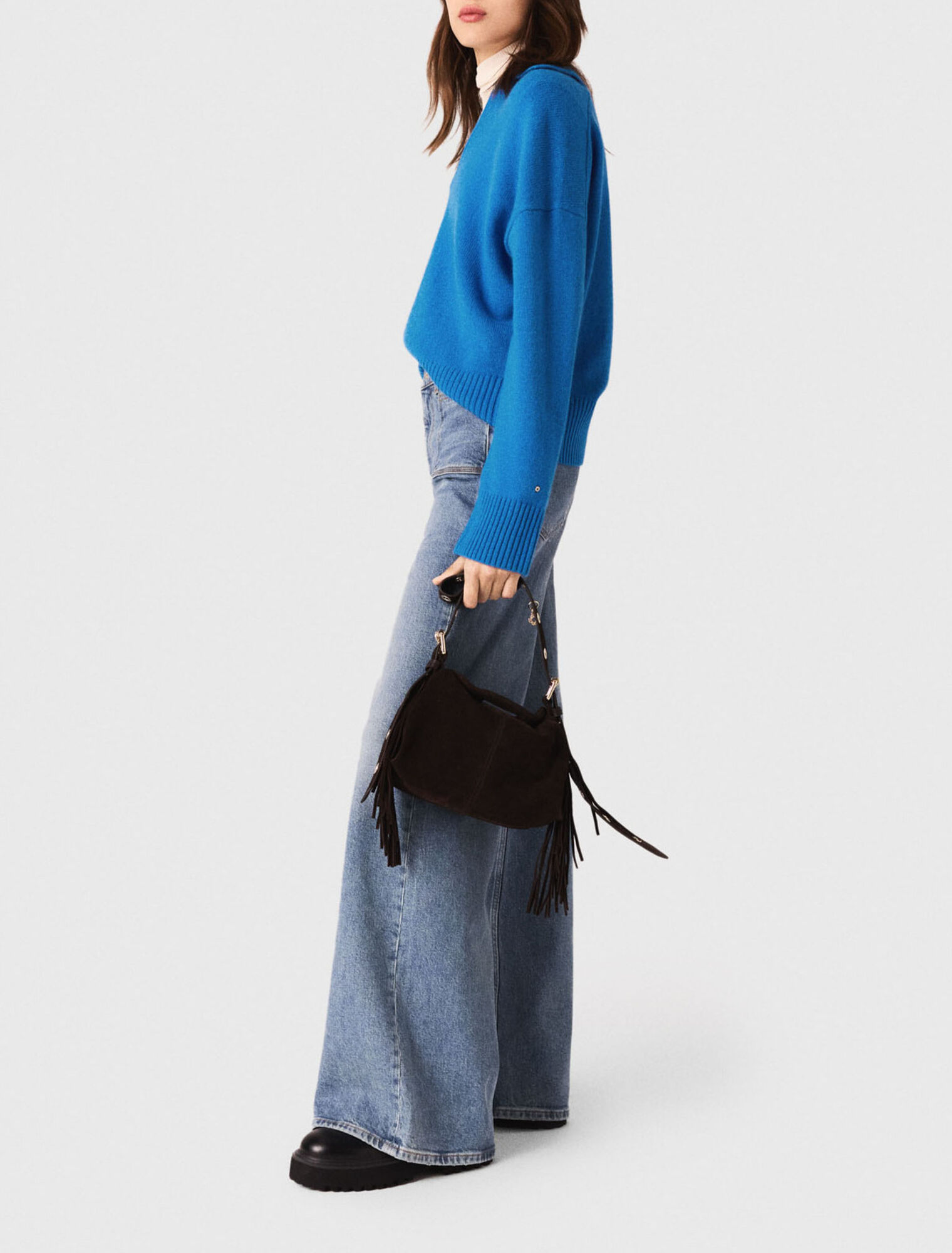 Open polo collar jumper