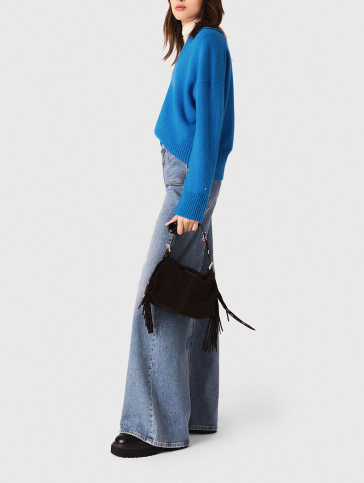 Open polo collar jumper