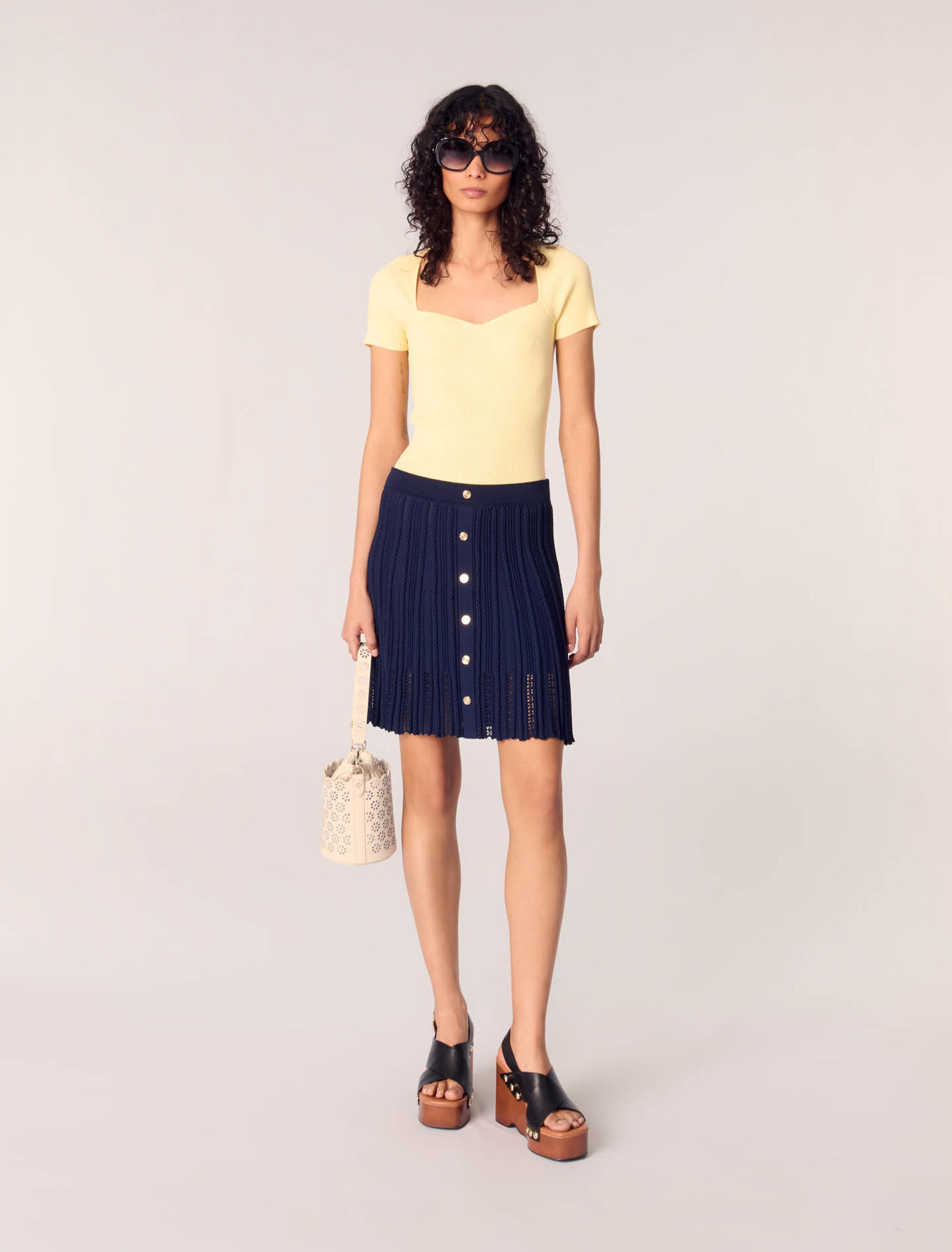 Woven knit short skirt