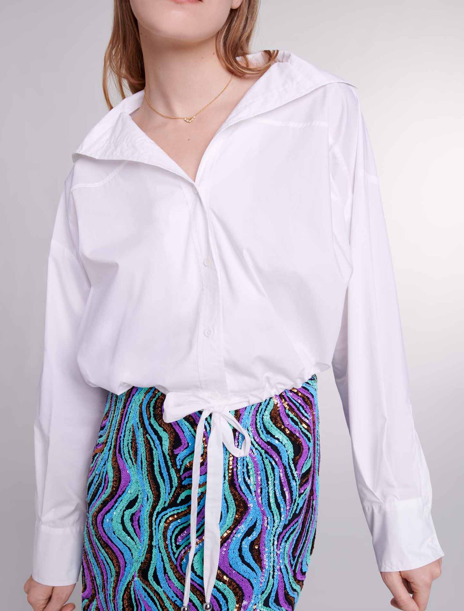 Cropped cotton shirt