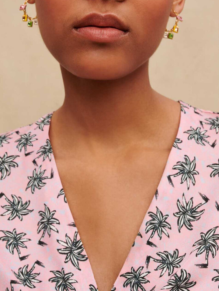 Palm-tree print crop top