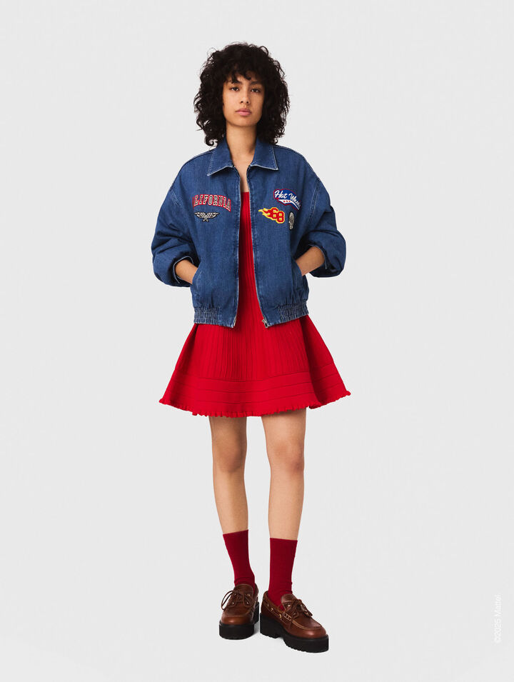 Oversized embroidered denim jacket