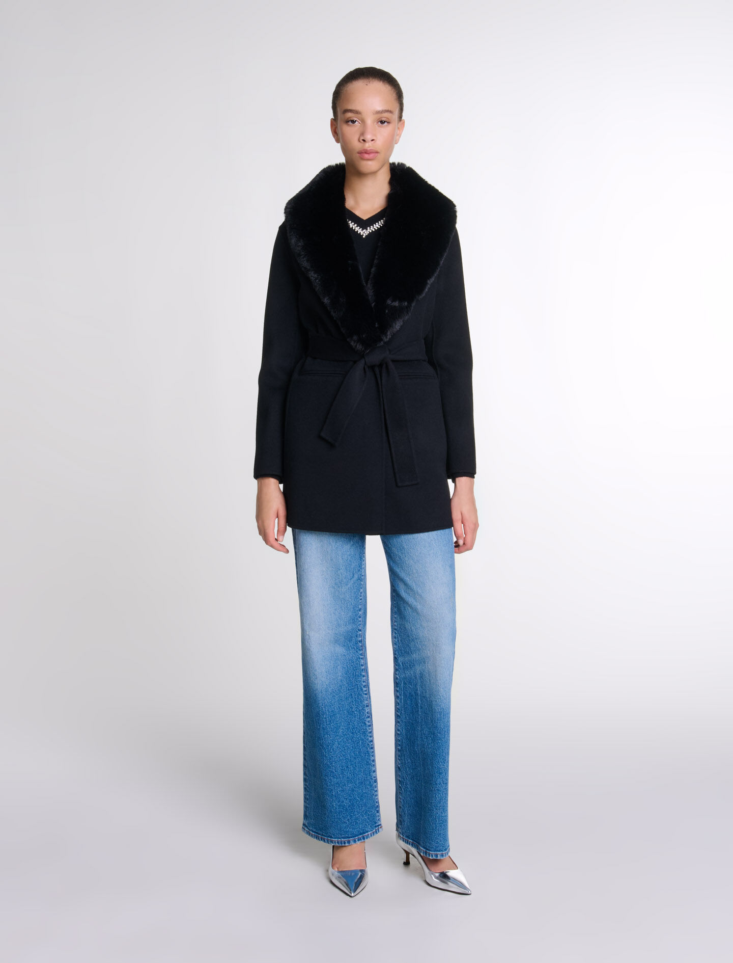 Maje black coat store