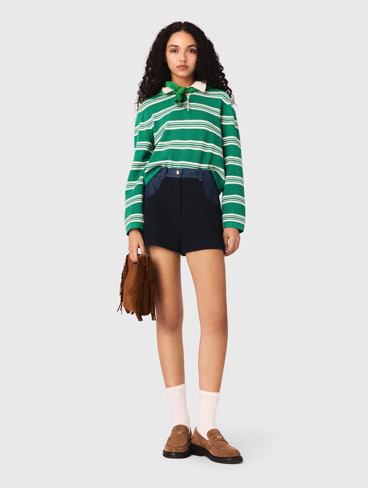 Cropped striped polo jumper