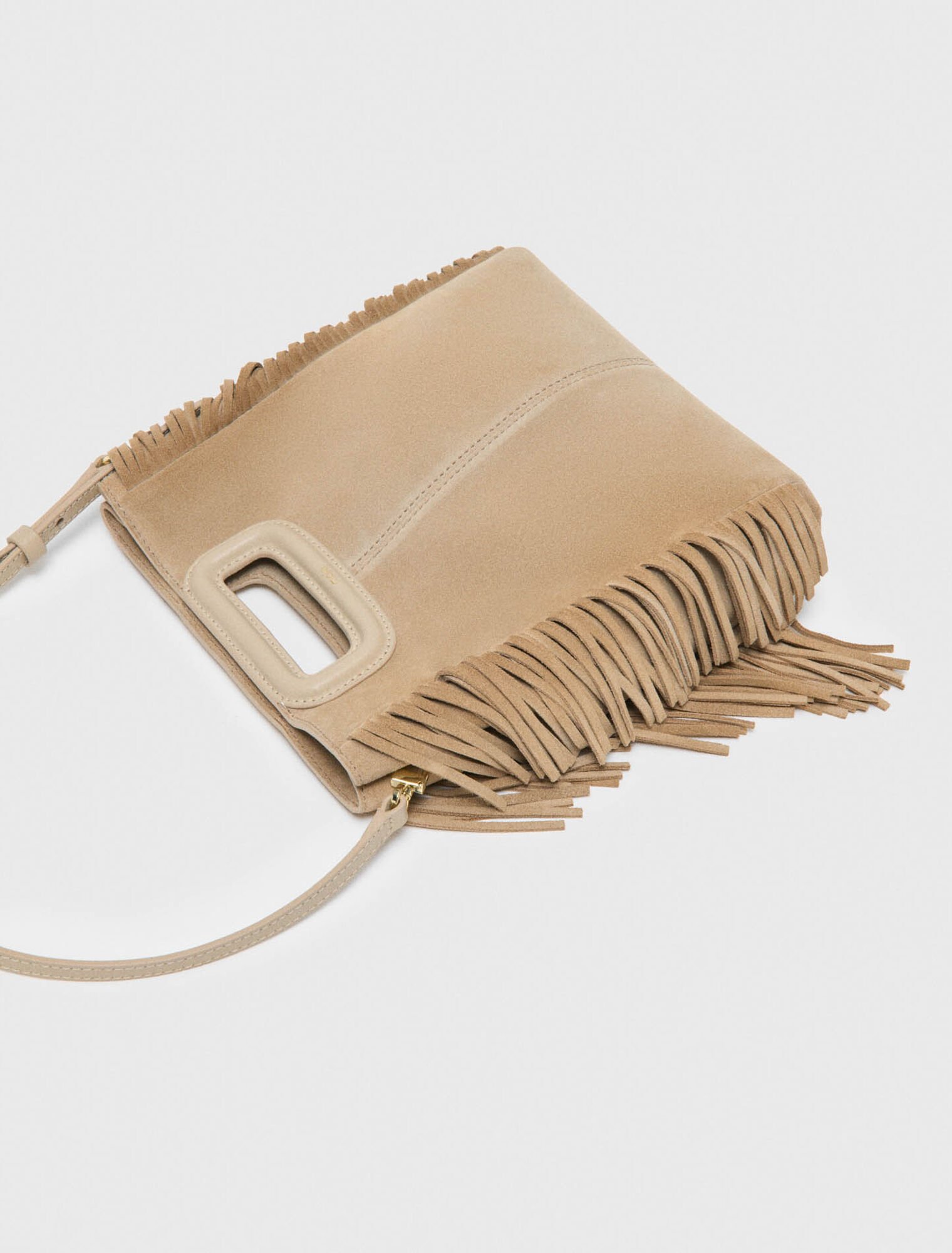 Fringed M bag in suede