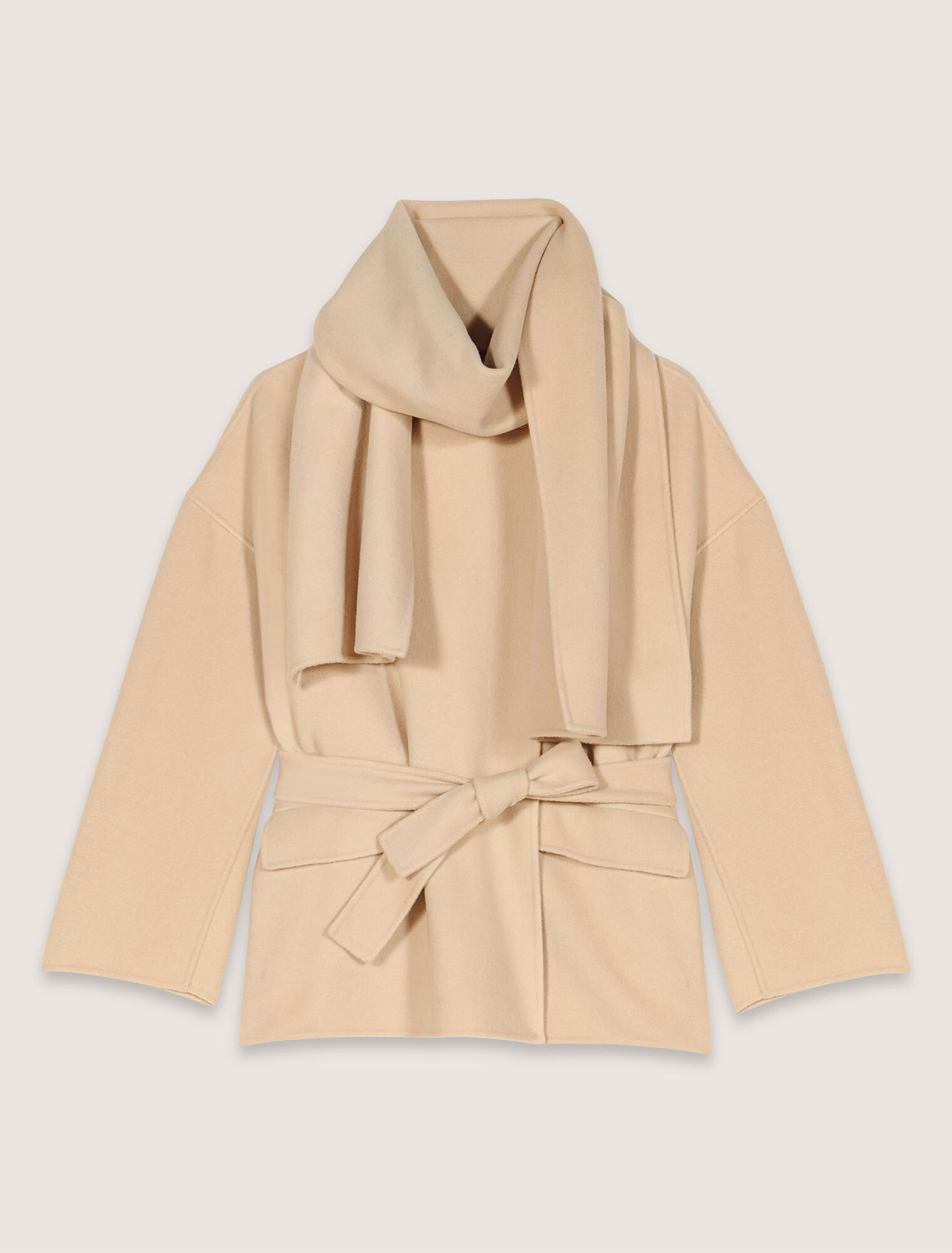 Double-faced coat with scarf