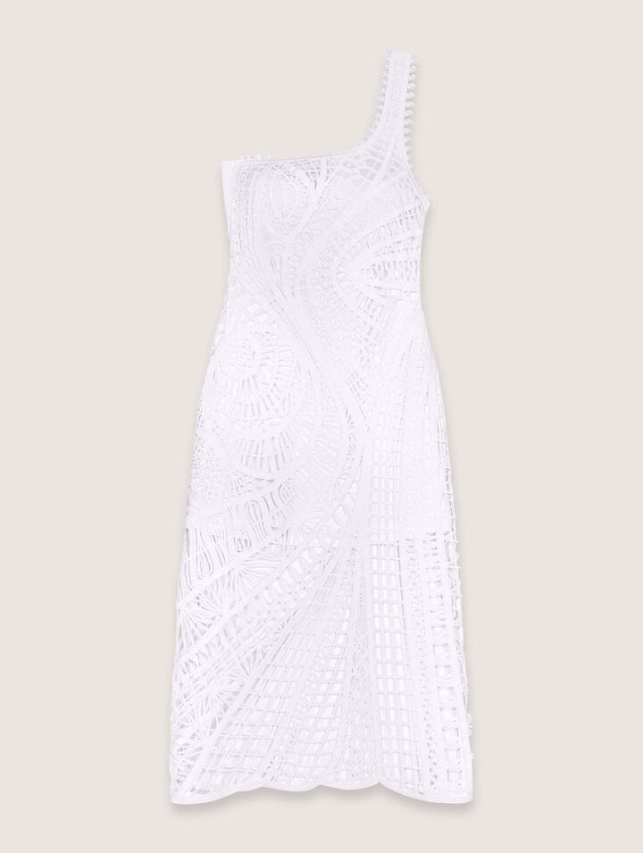 Asymmetrical crochet maxi dress