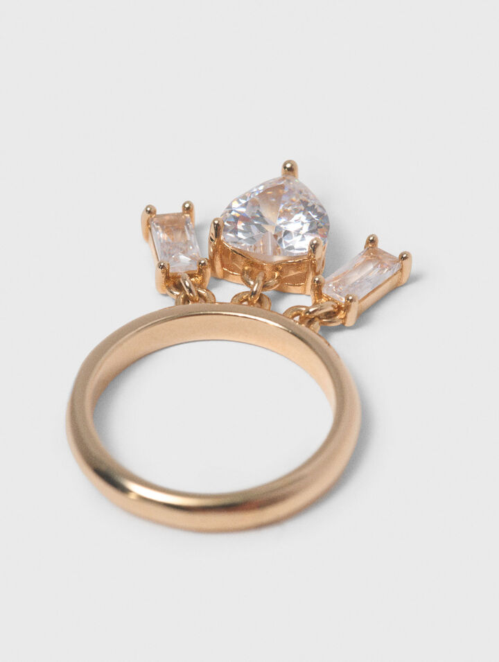 Rhinestone-jewelled gold-tone ring