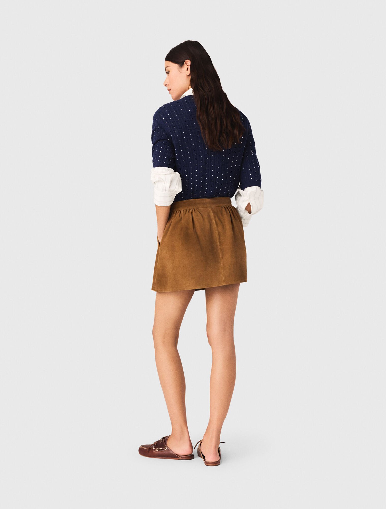 Short suede skirt