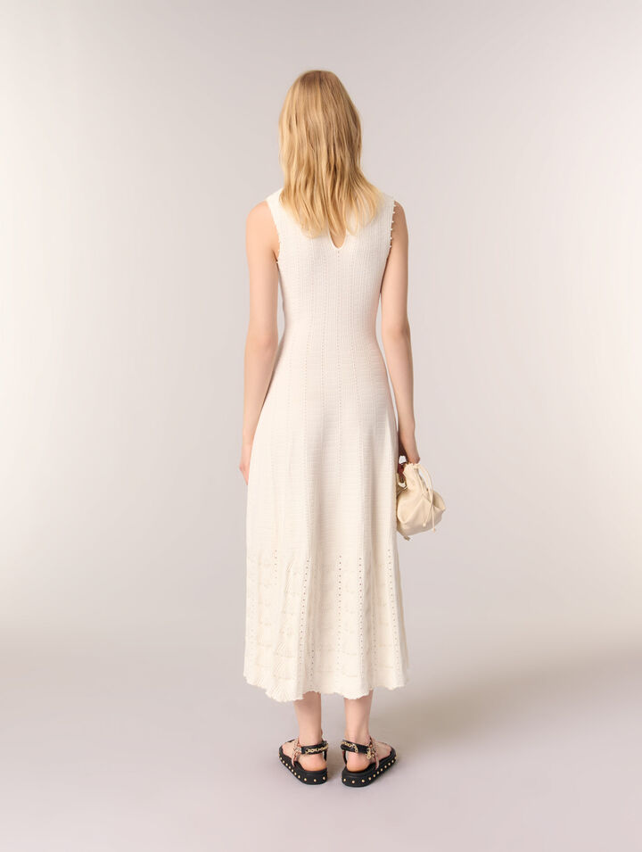 Beaded pointelle knit dress