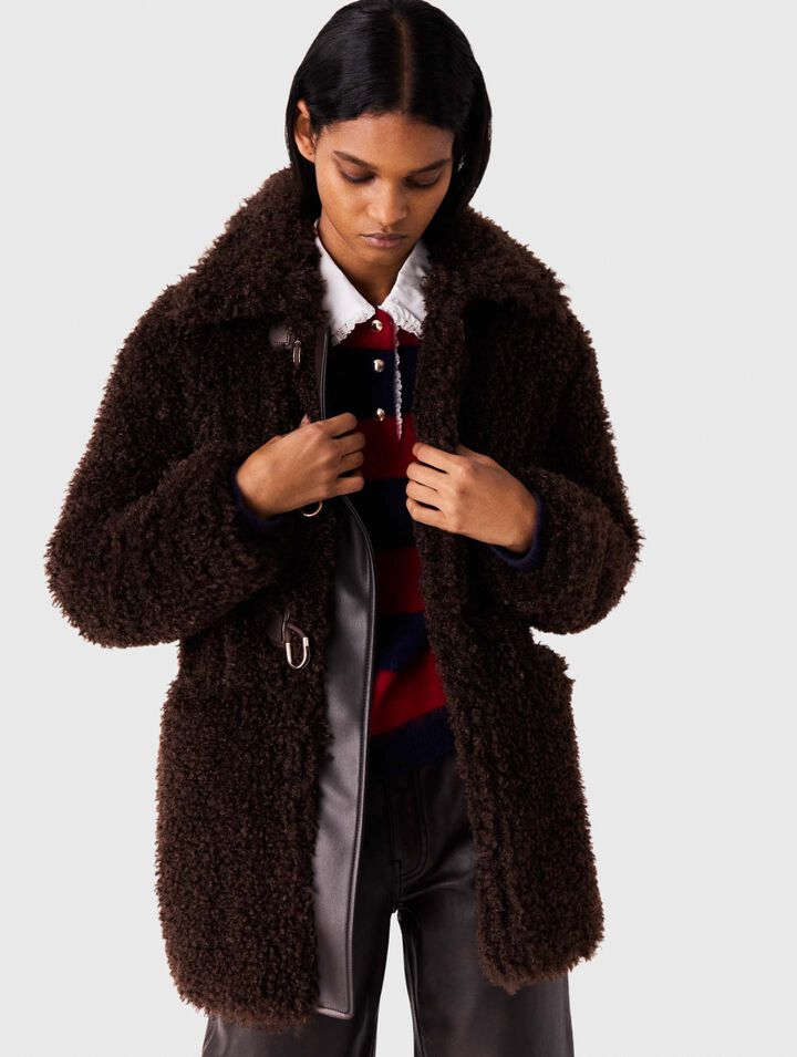 Mid-length faux fur coat