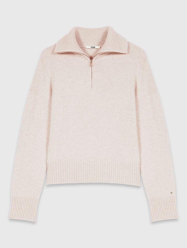 Zip-neck cashmere jumper