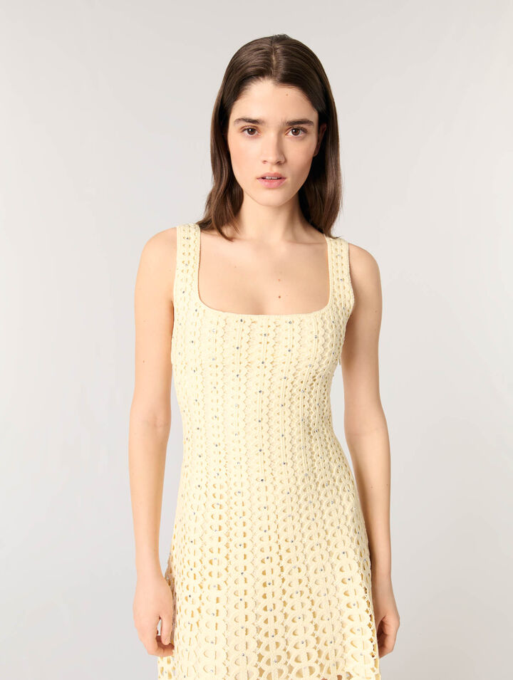 Rhinestone crochet midi dress