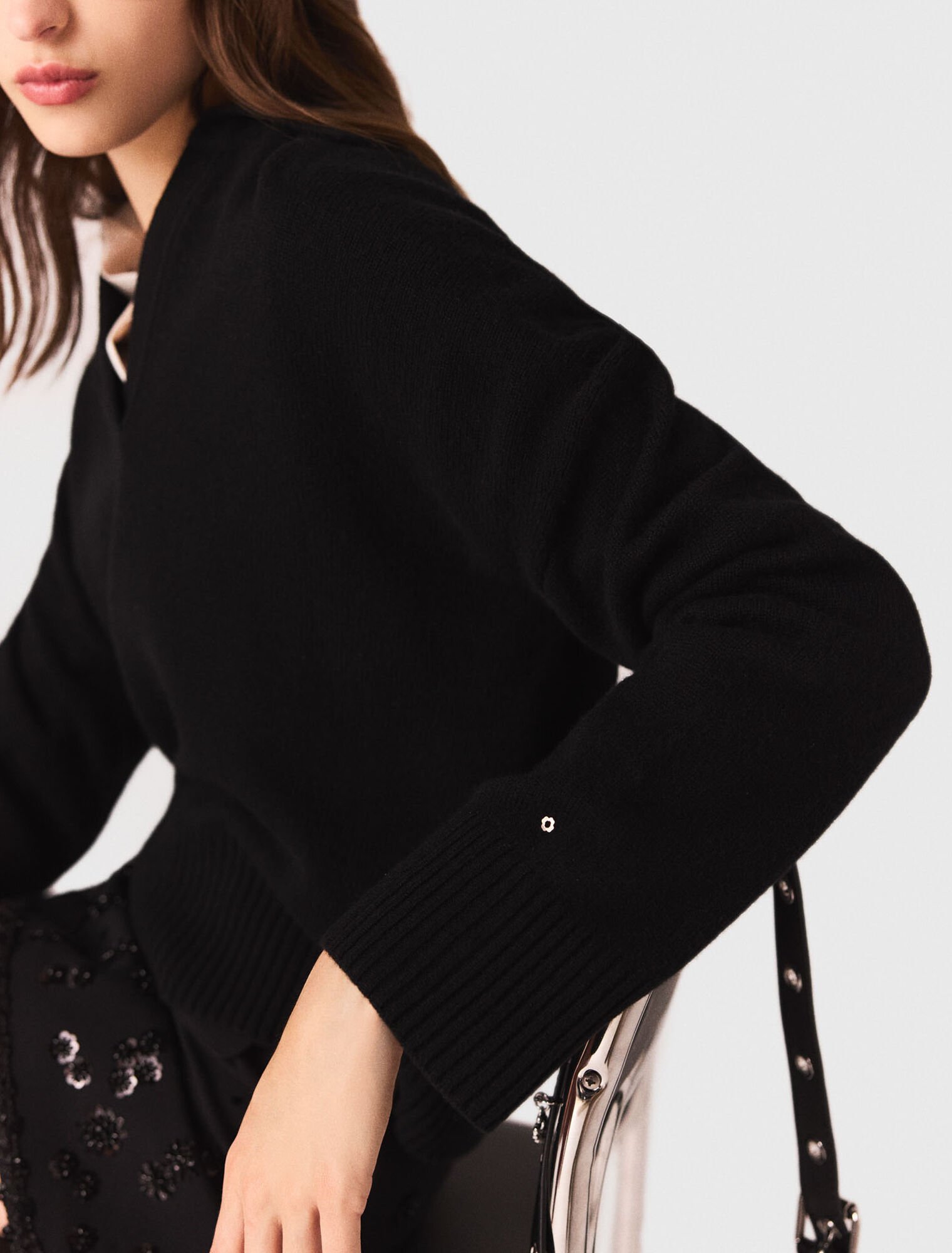 Open polo collar jumper