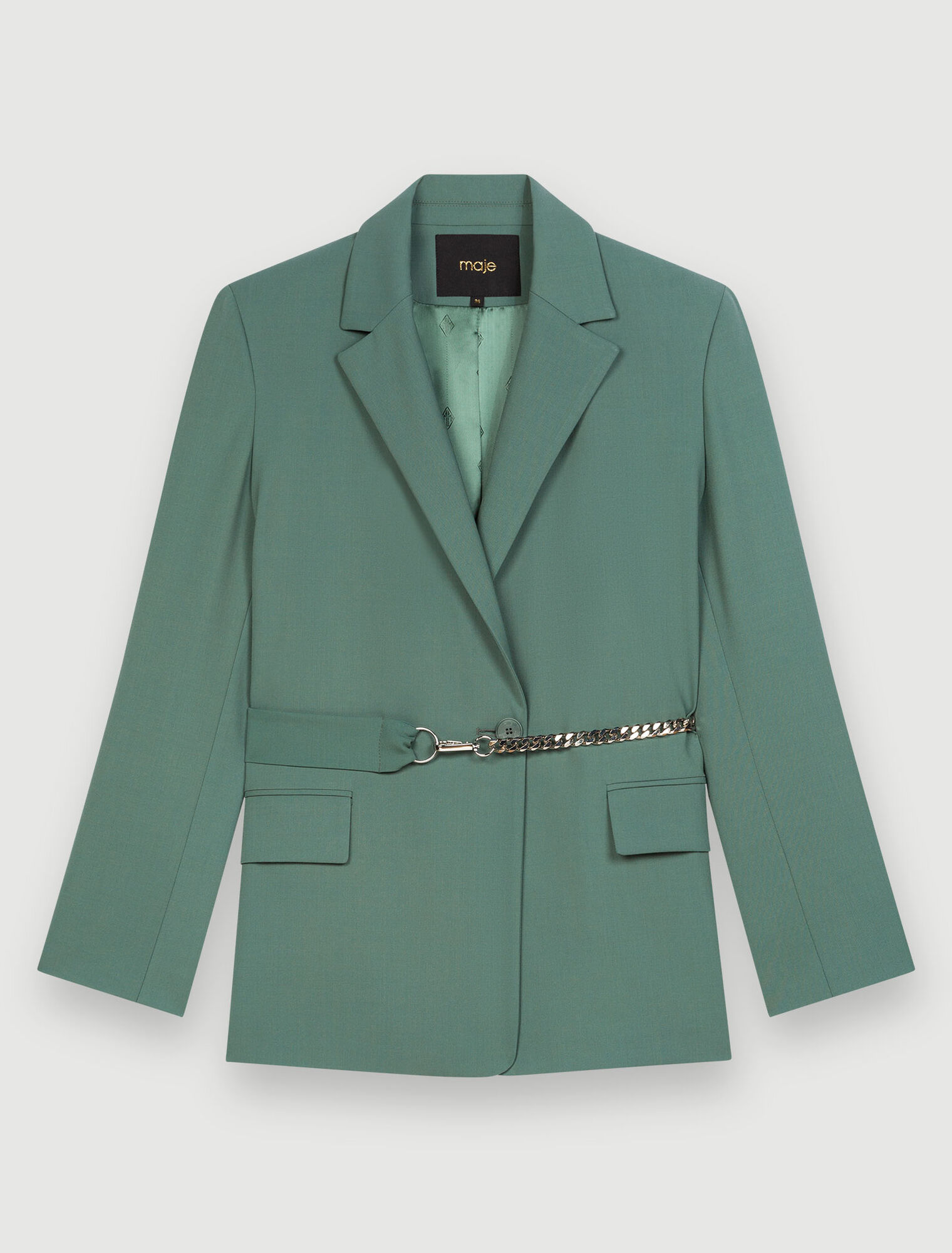 Tailored jacket with chain belt