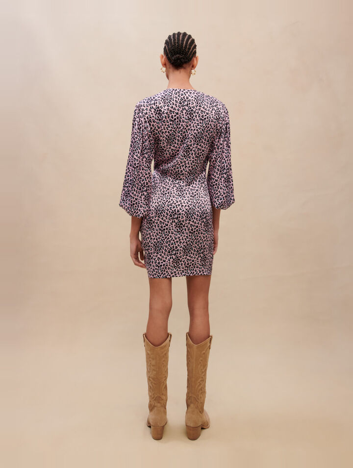 Leopard print draped dress