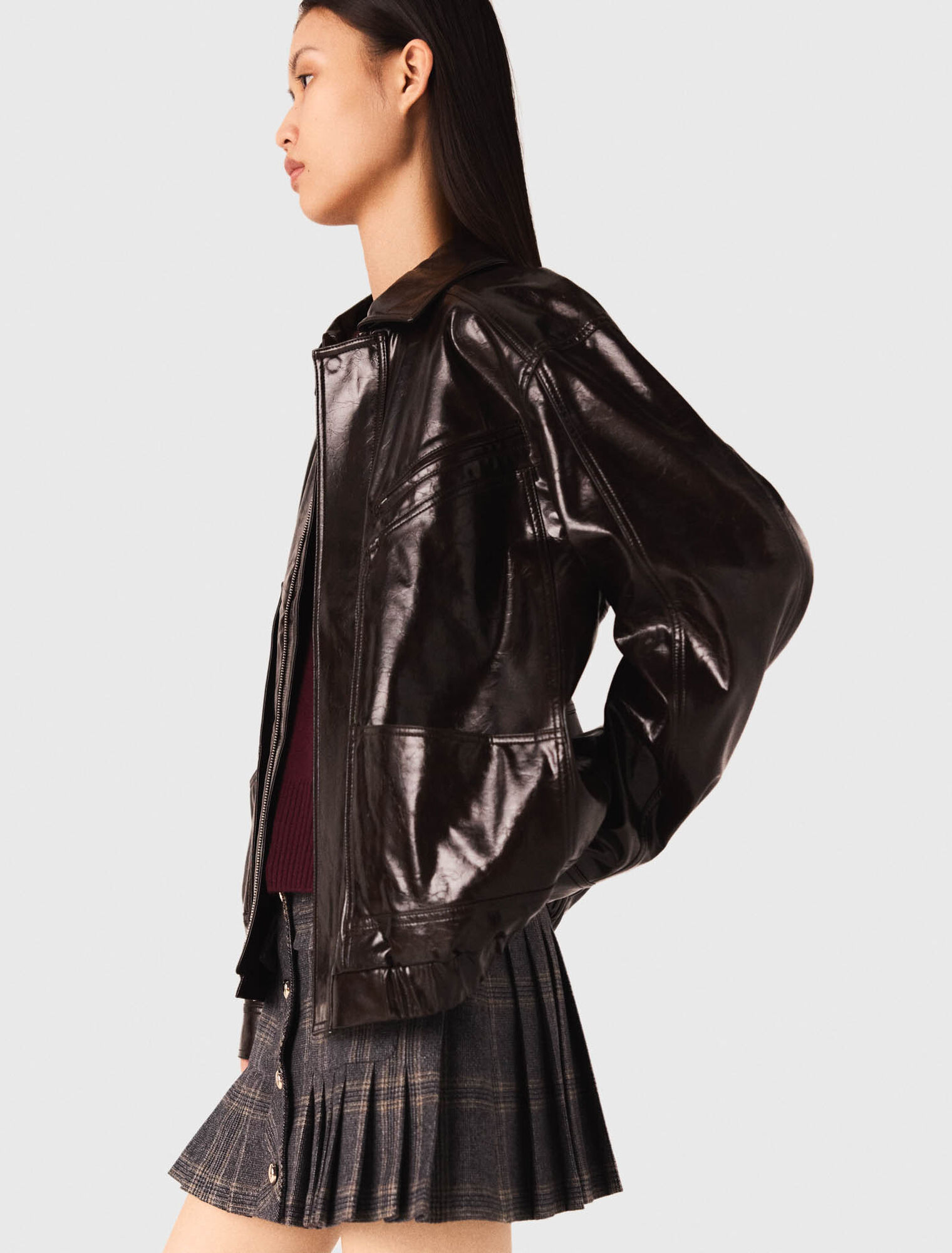 Cracked faux leather jacket