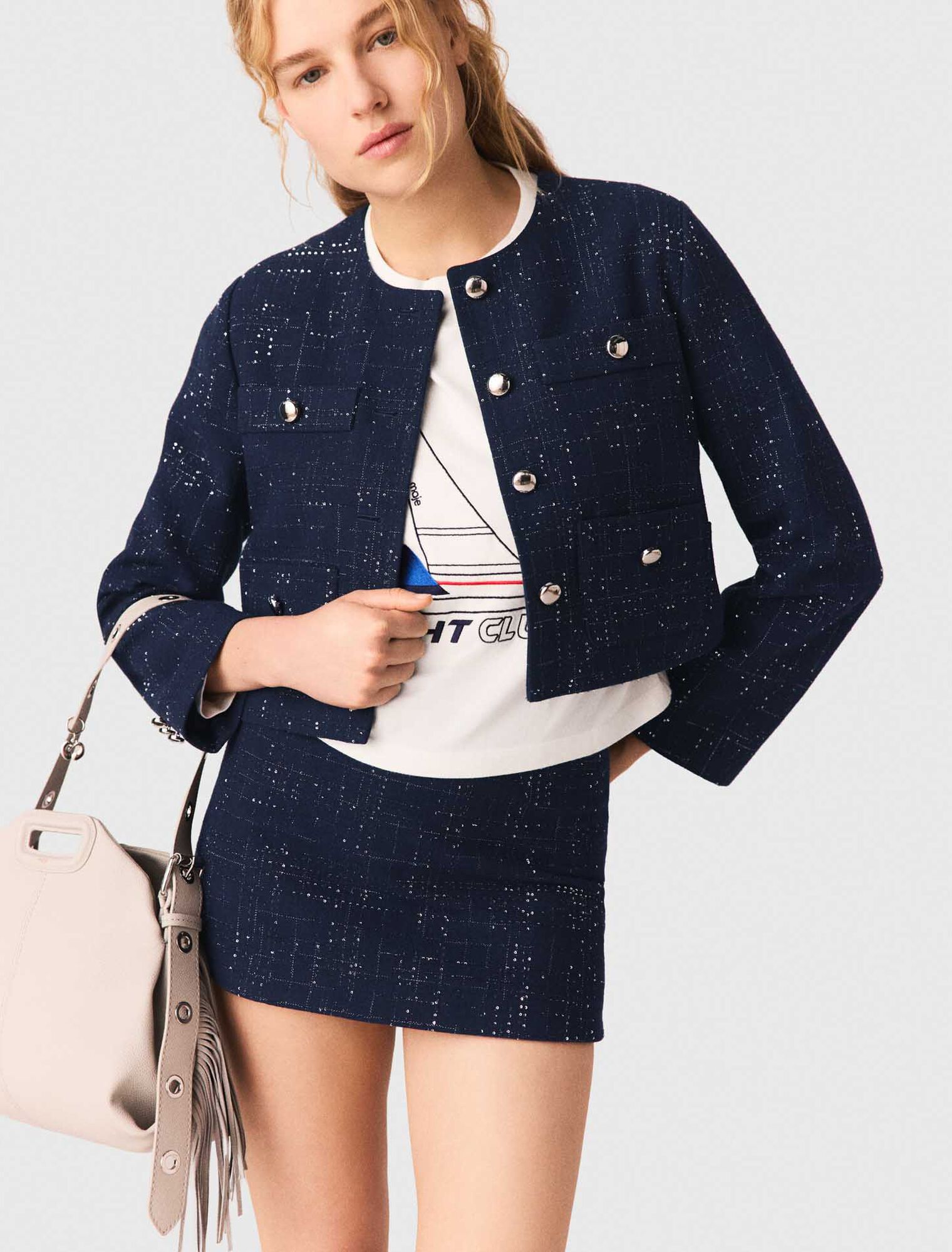 Short jacket with patch pockets