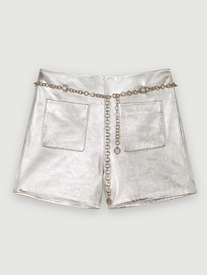 Metallic leather shorts