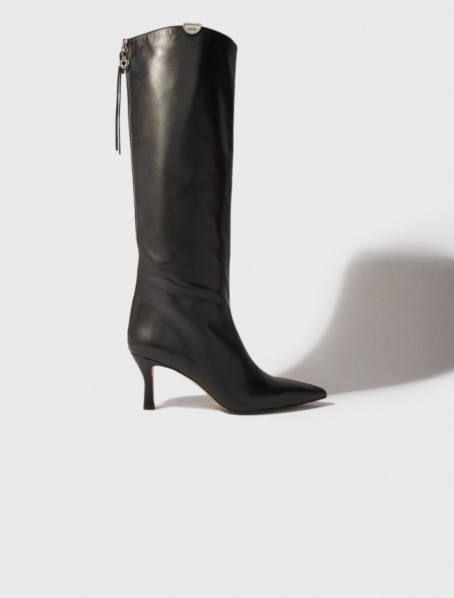 Pointed-toe leather boots