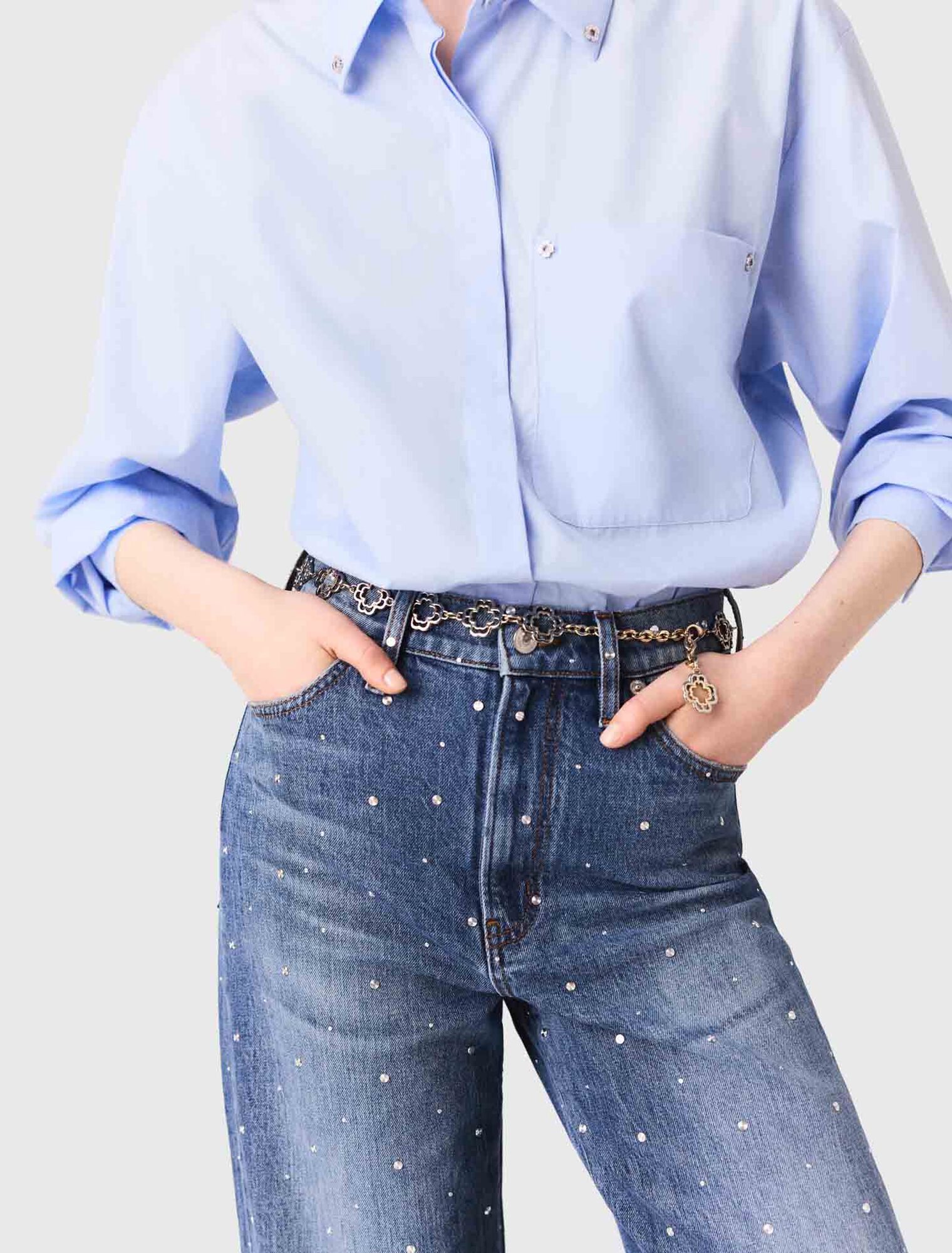 Two-tone Clover chain belt
