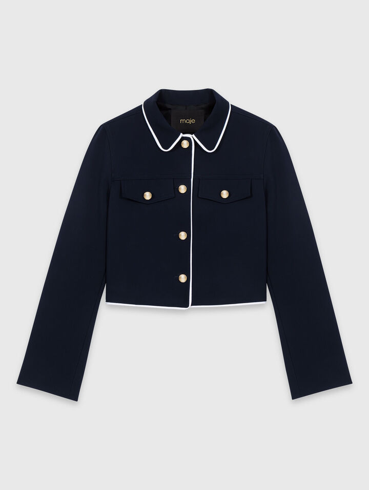 Short jacket with contrast trim