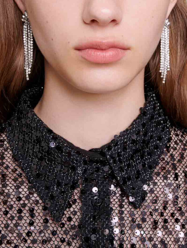 Sequinned cropped shirt