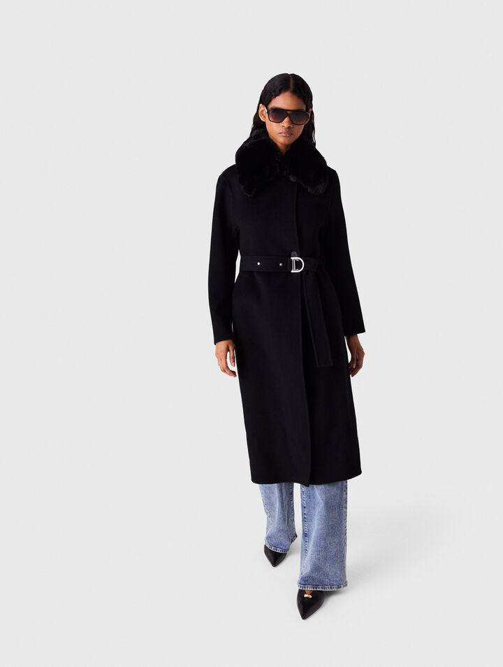 Double-faced coat with removable collar