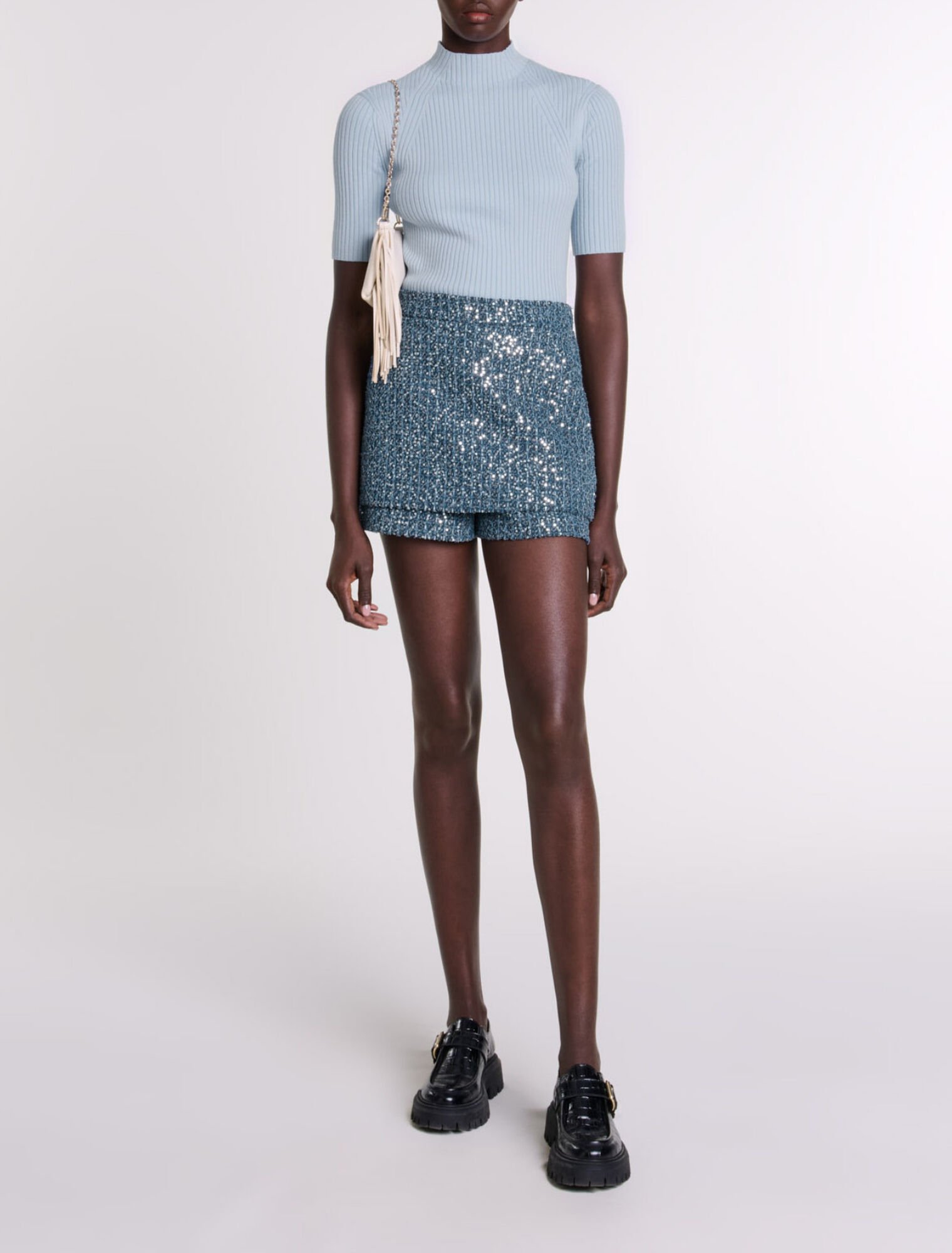 Cotton and silk ribbed top