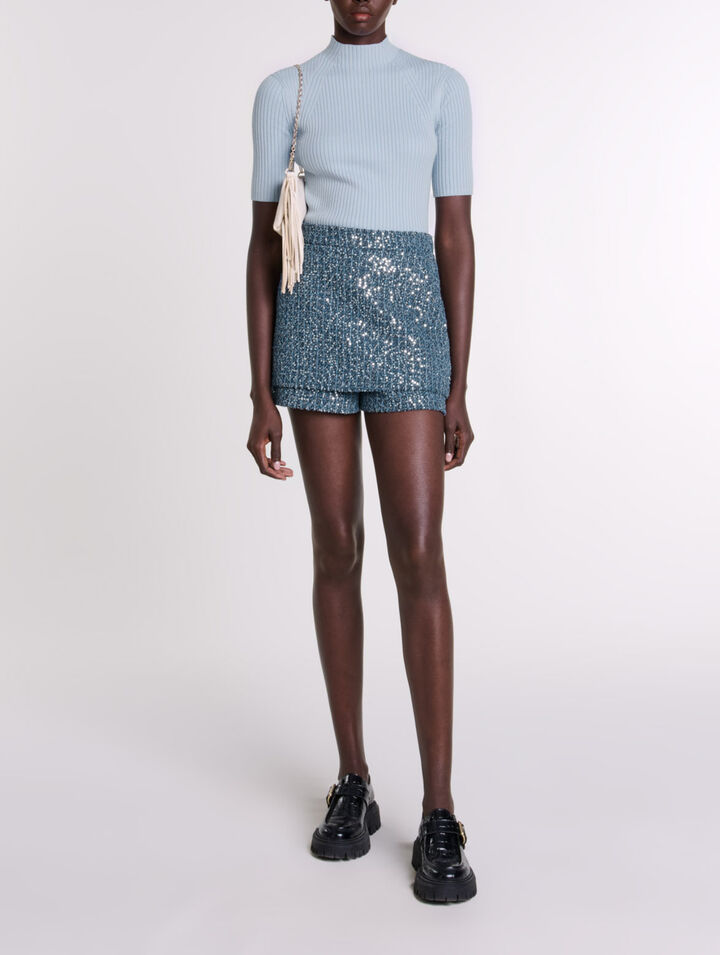 Cotton and silk ribbed top