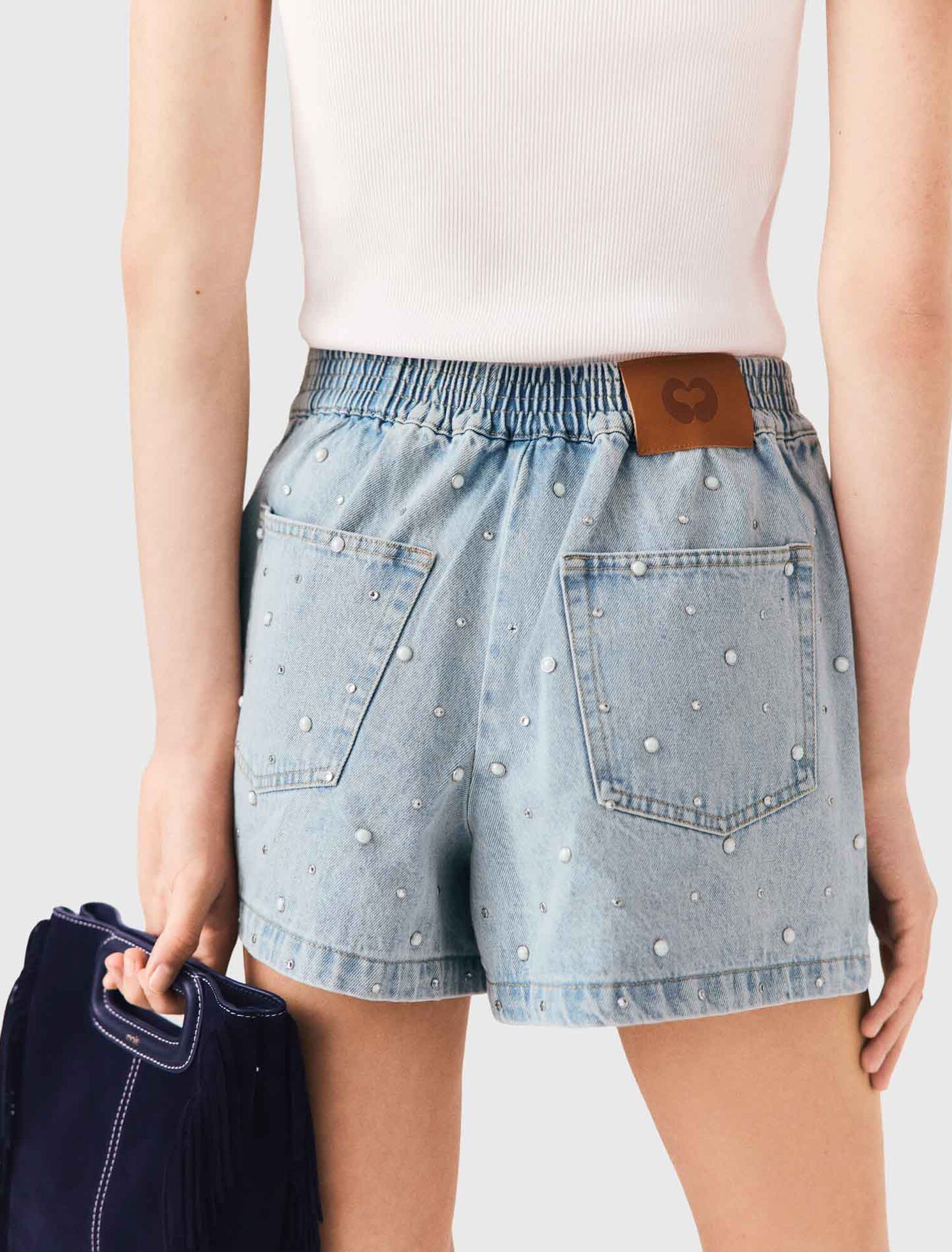 Floral denim shorts