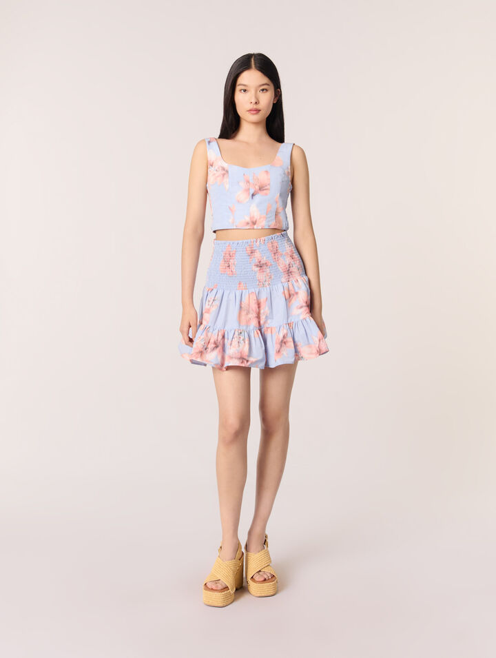 Patterned taffeta flared skirt