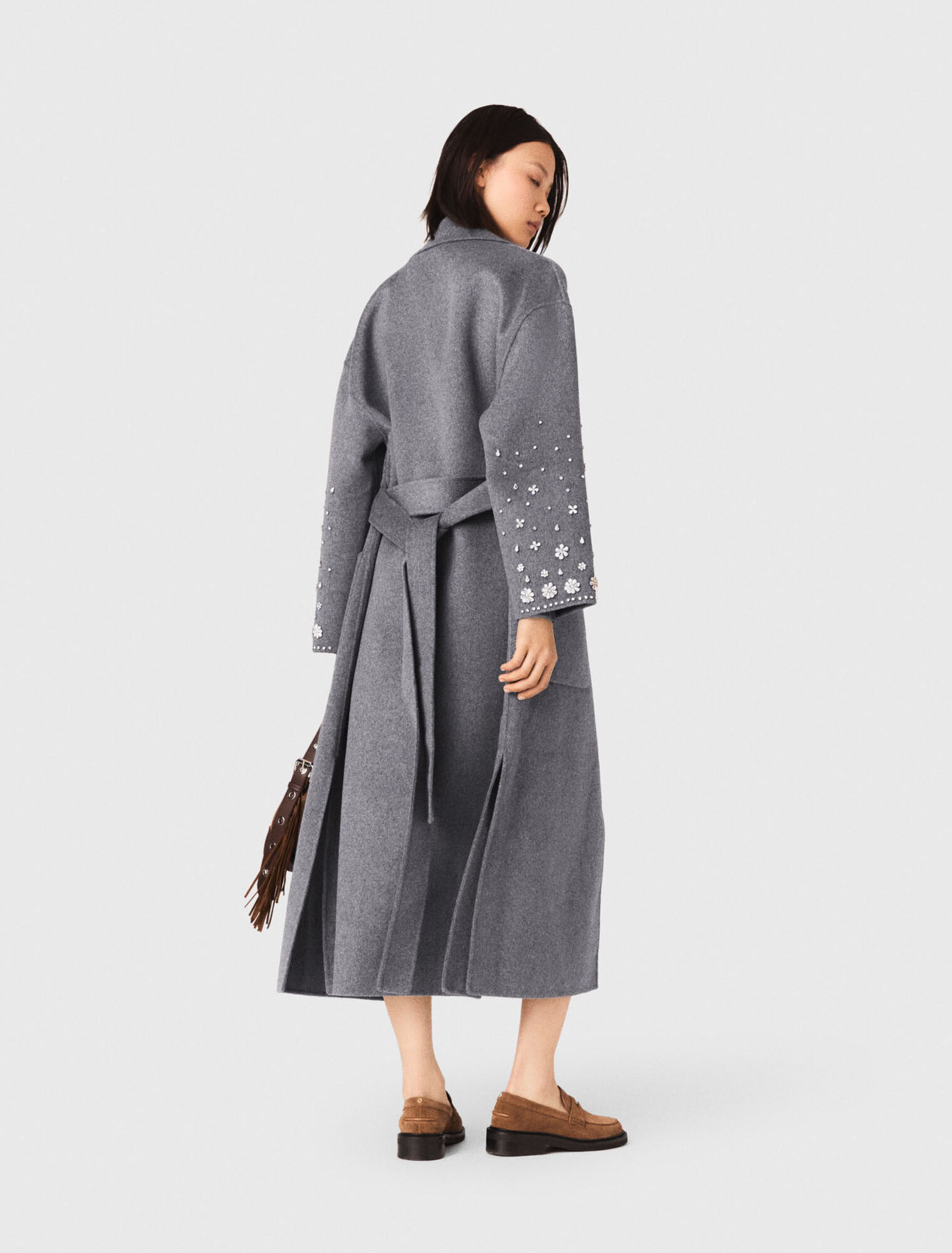 Long double-faced rhinestone coat