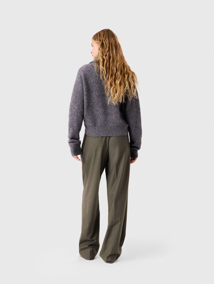Zip-neck yak jumper